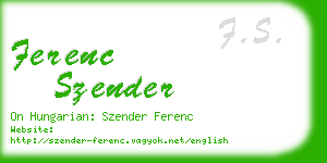 ferenc szender business card